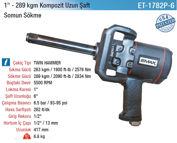 Emax 1'' 289Kgm Kompozit Somun Sökme