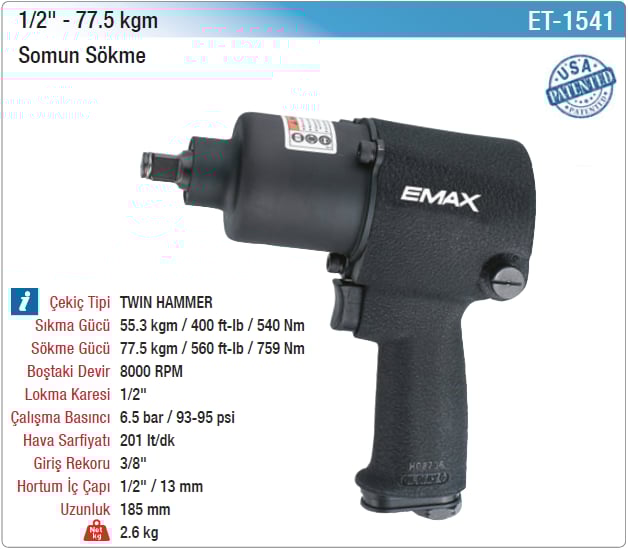 Emax 1/2 77.5Kgm Somun Sökme