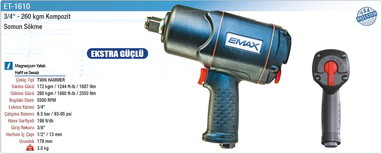 Emax 3/4 260Kgm Kompozit Somun Sökme