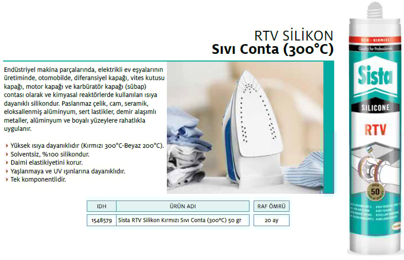 Sista Rtv Silikon Kırmızı Sıvı Conta Blister 50Gr