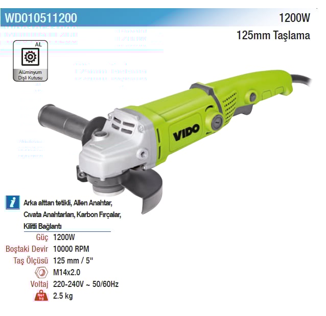 Vıdo 1200W 125Mm Taşlama