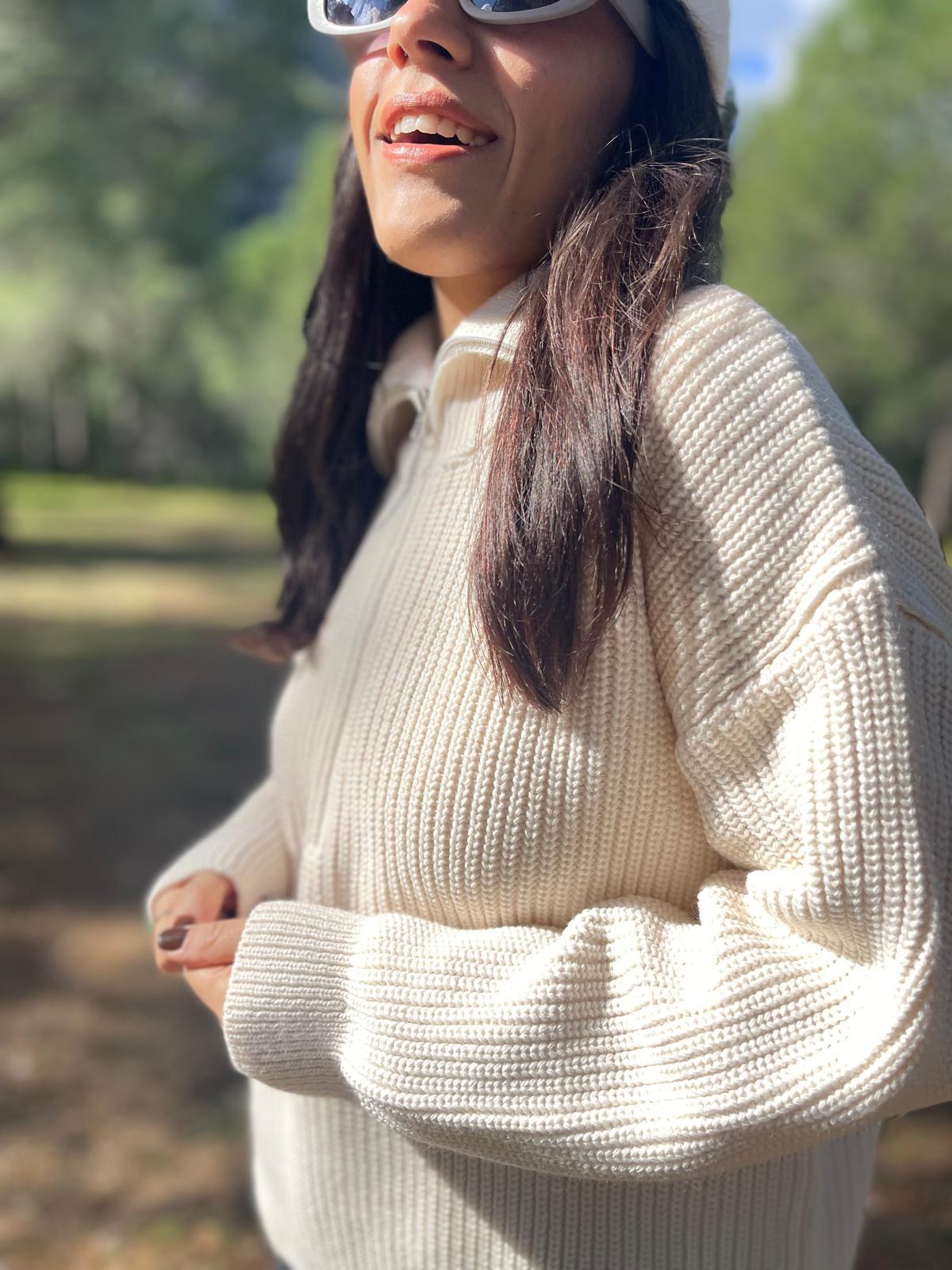 Fermuar Yaka Triko Kazak