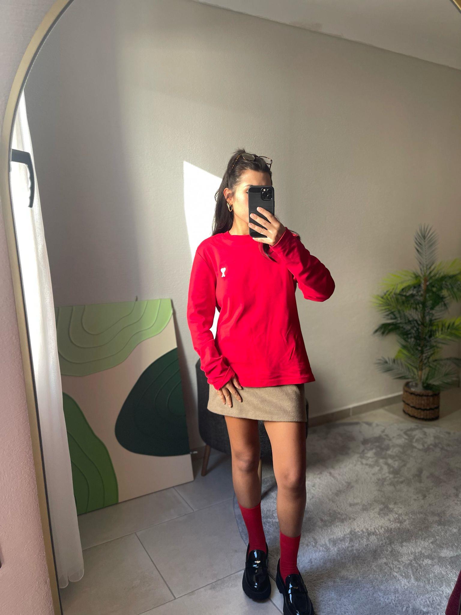 Kırmızı Basic Baskılı Bluz