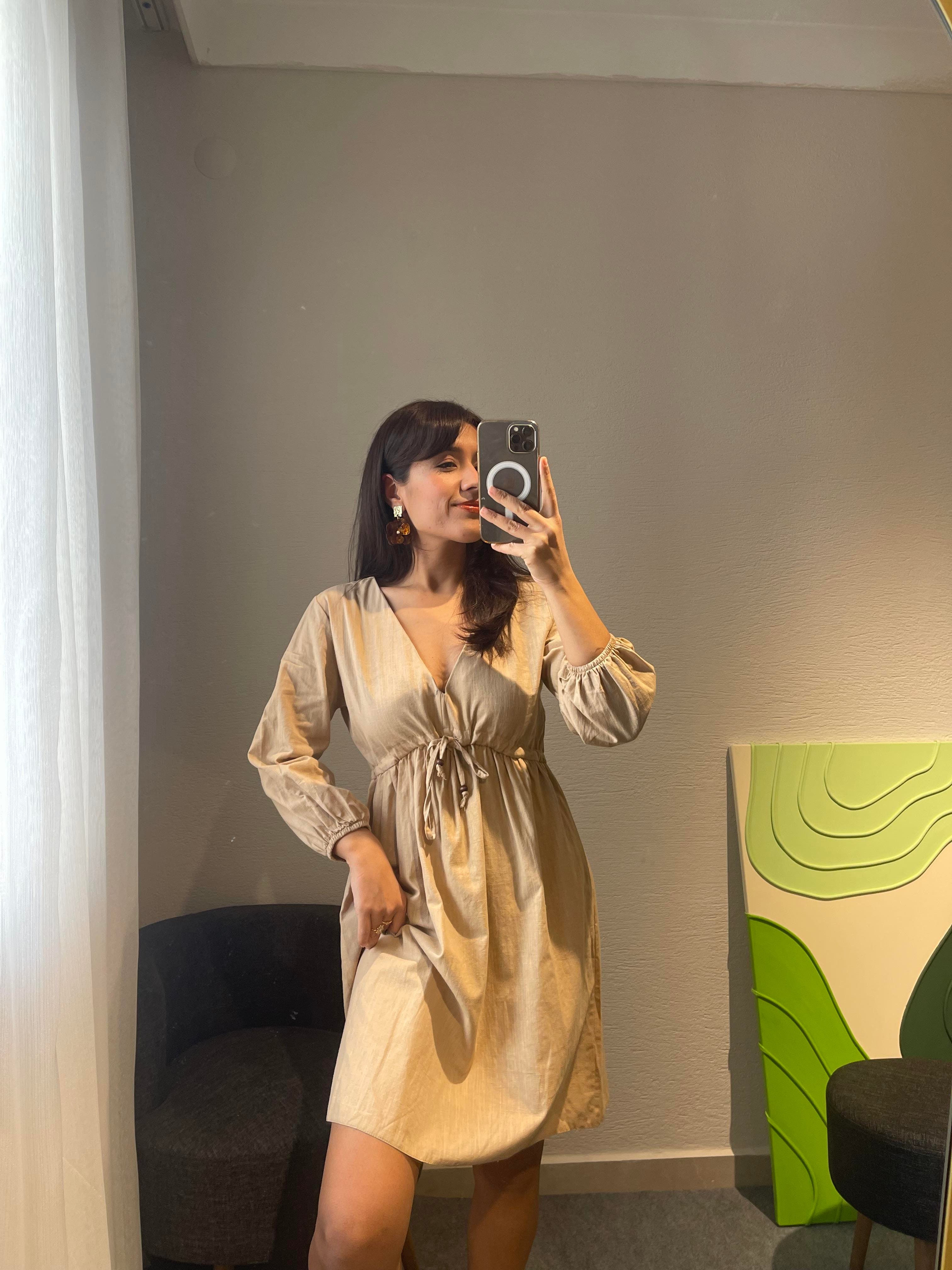 Midi Boy Keten Elbise