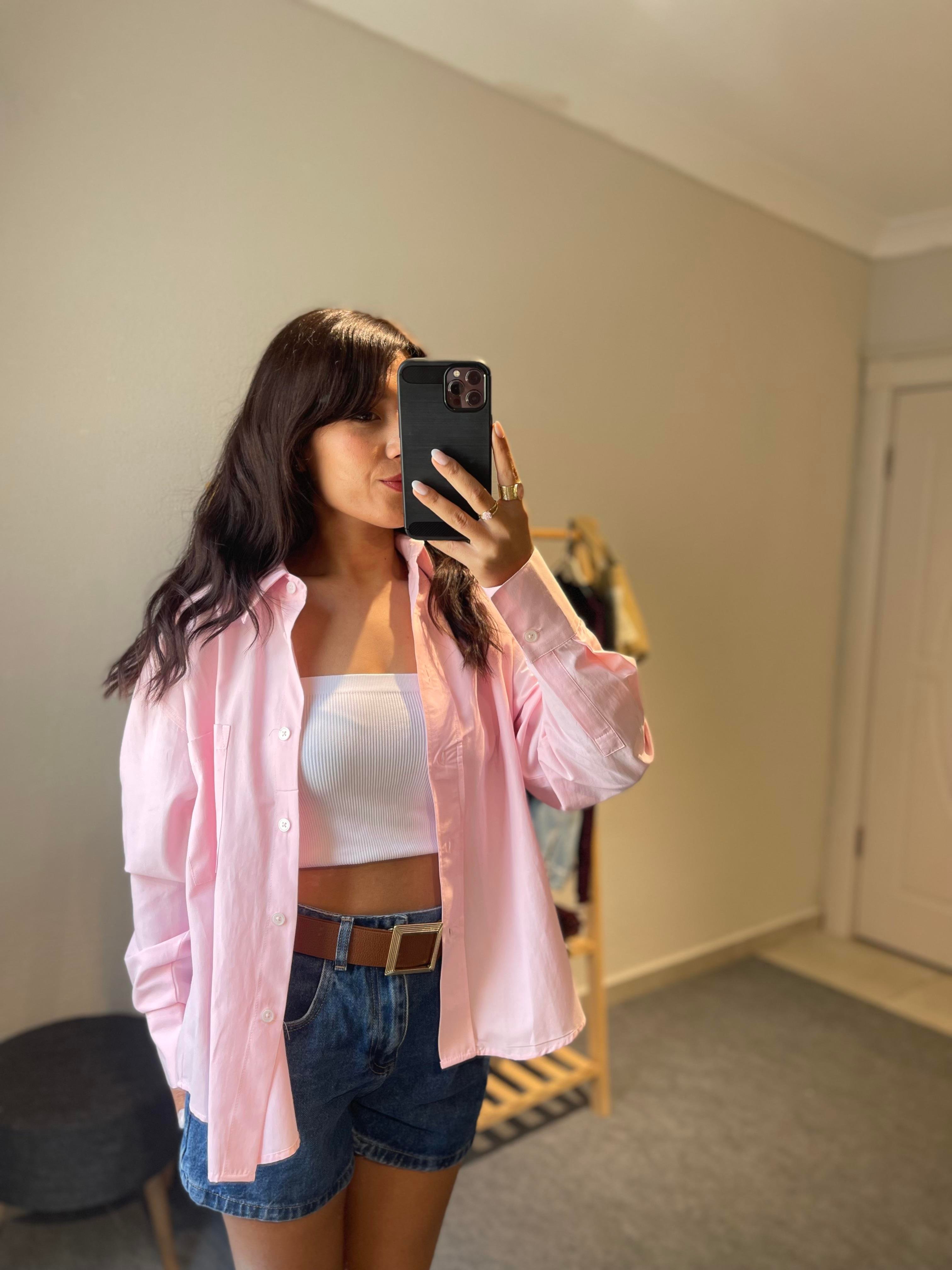 POPLİN KUMAŞ PEMBE GÖMLEK