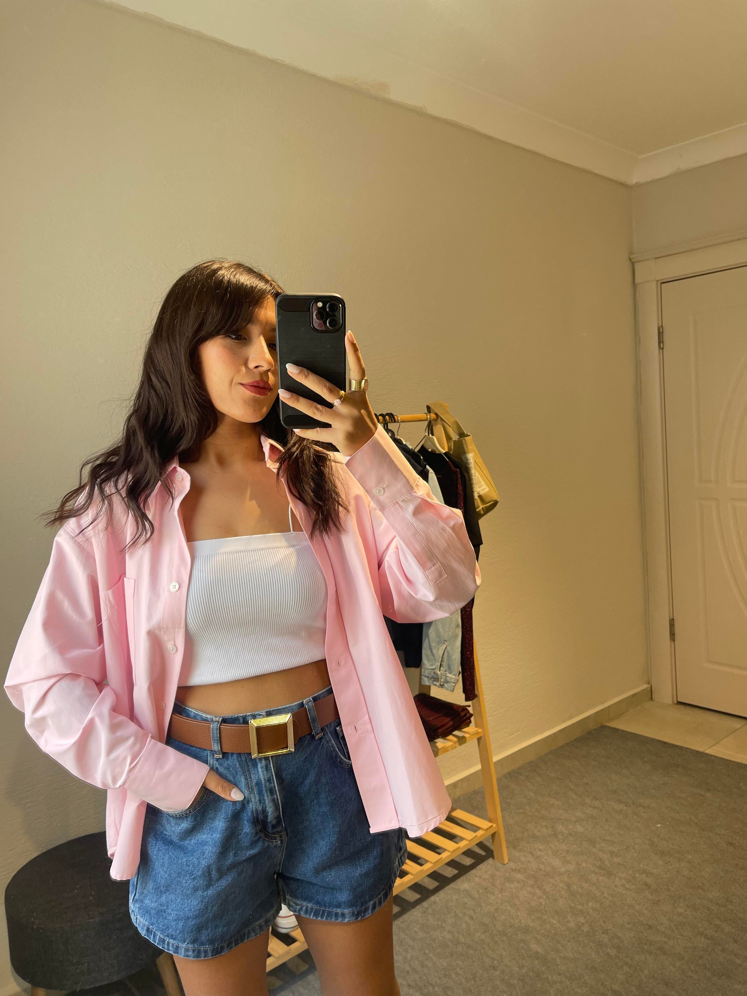 POPLİN KUMAŞ PEMBE GÖMLEK