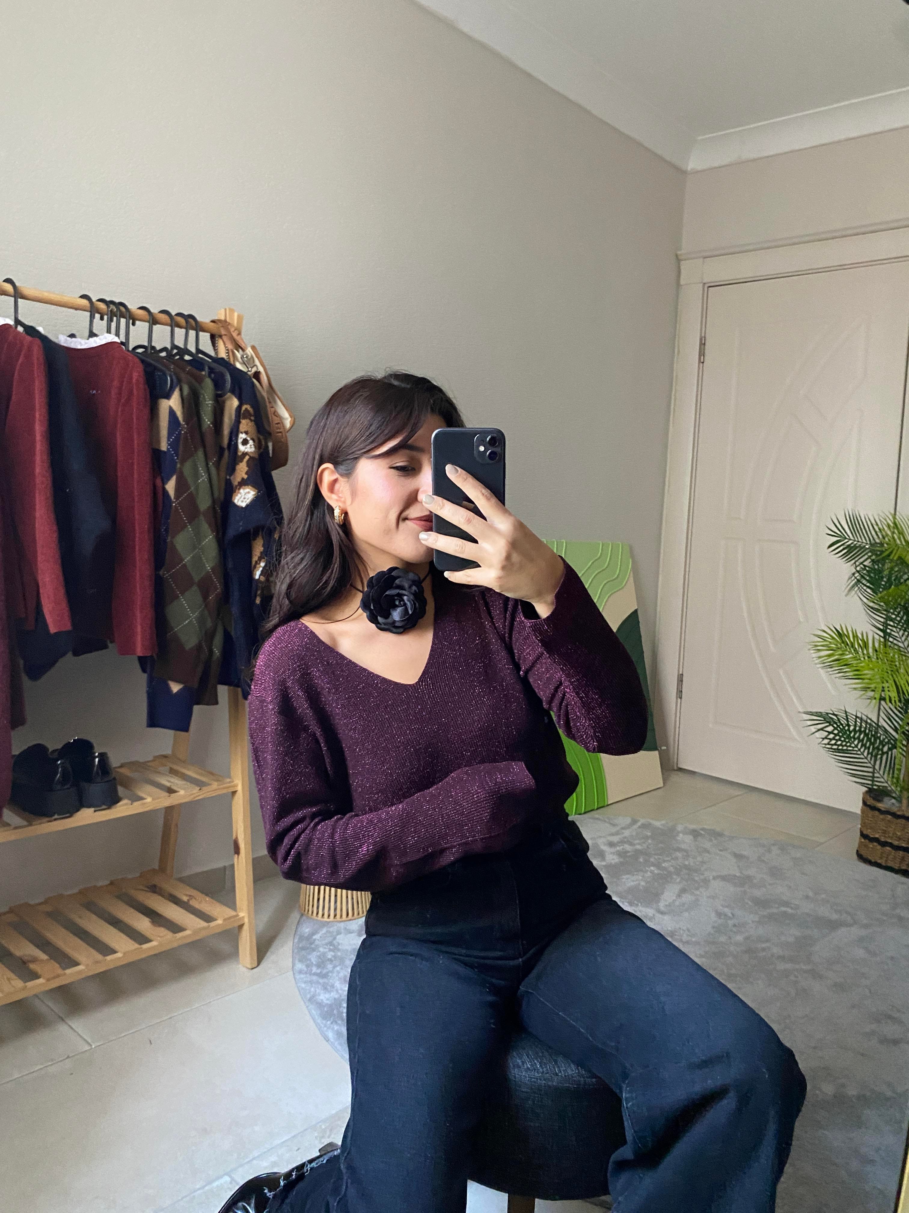 Transparan Simli Bluz