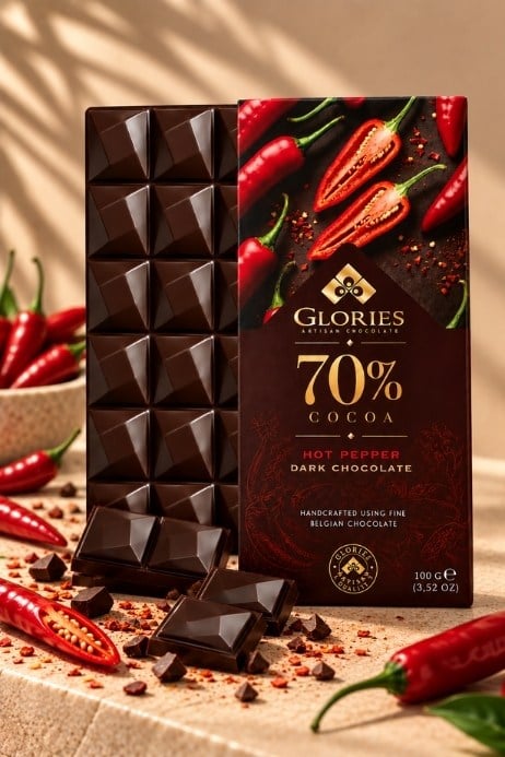 Acı Biberli %70 Bitter Çikolata 100 g