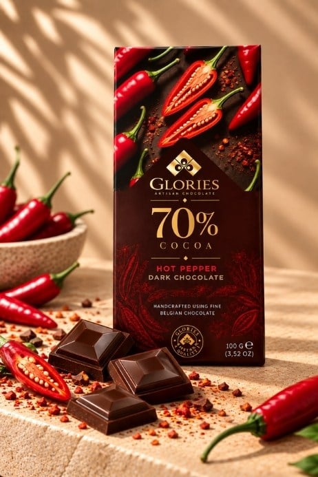 Acı Biberli %70 Bitter Çikolata 100 g