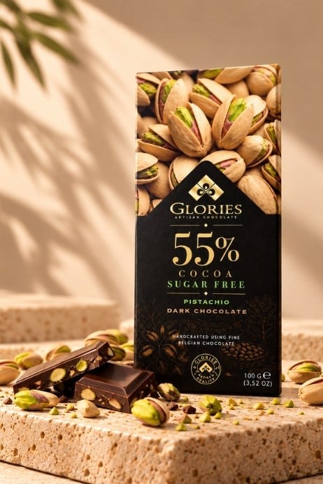 Antep Fıstıklı Şekersiz Bitter Çikolata 100 g