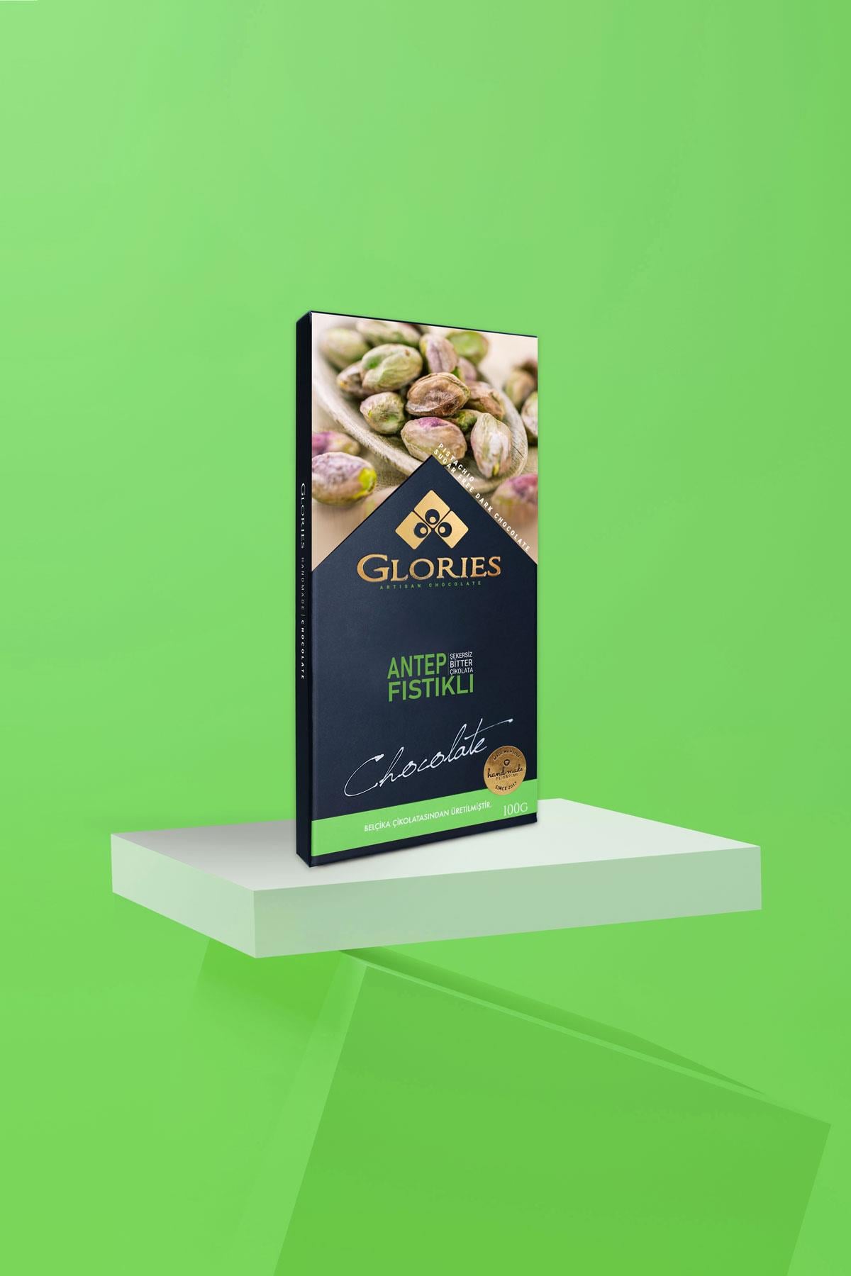 Antep Fıstıklı Şekersiz Bitter Çikolata (100 g)
