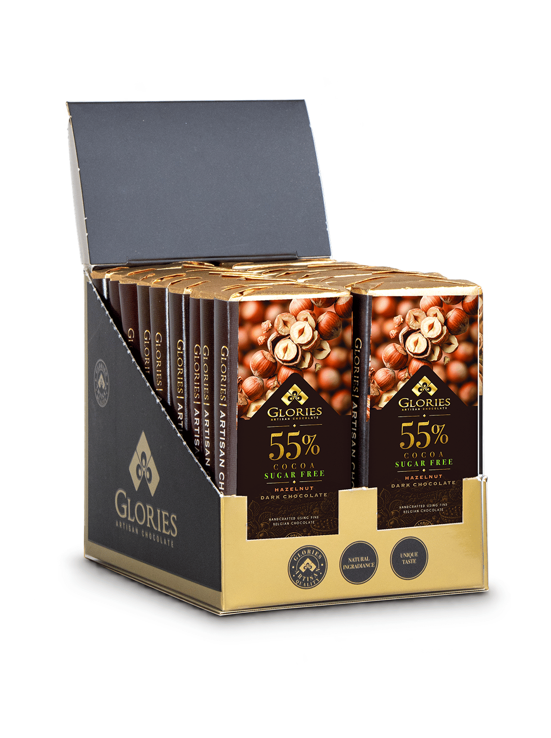 Fındıklı Şekersiz Bitter Çikolata 30 g – 18'li Display