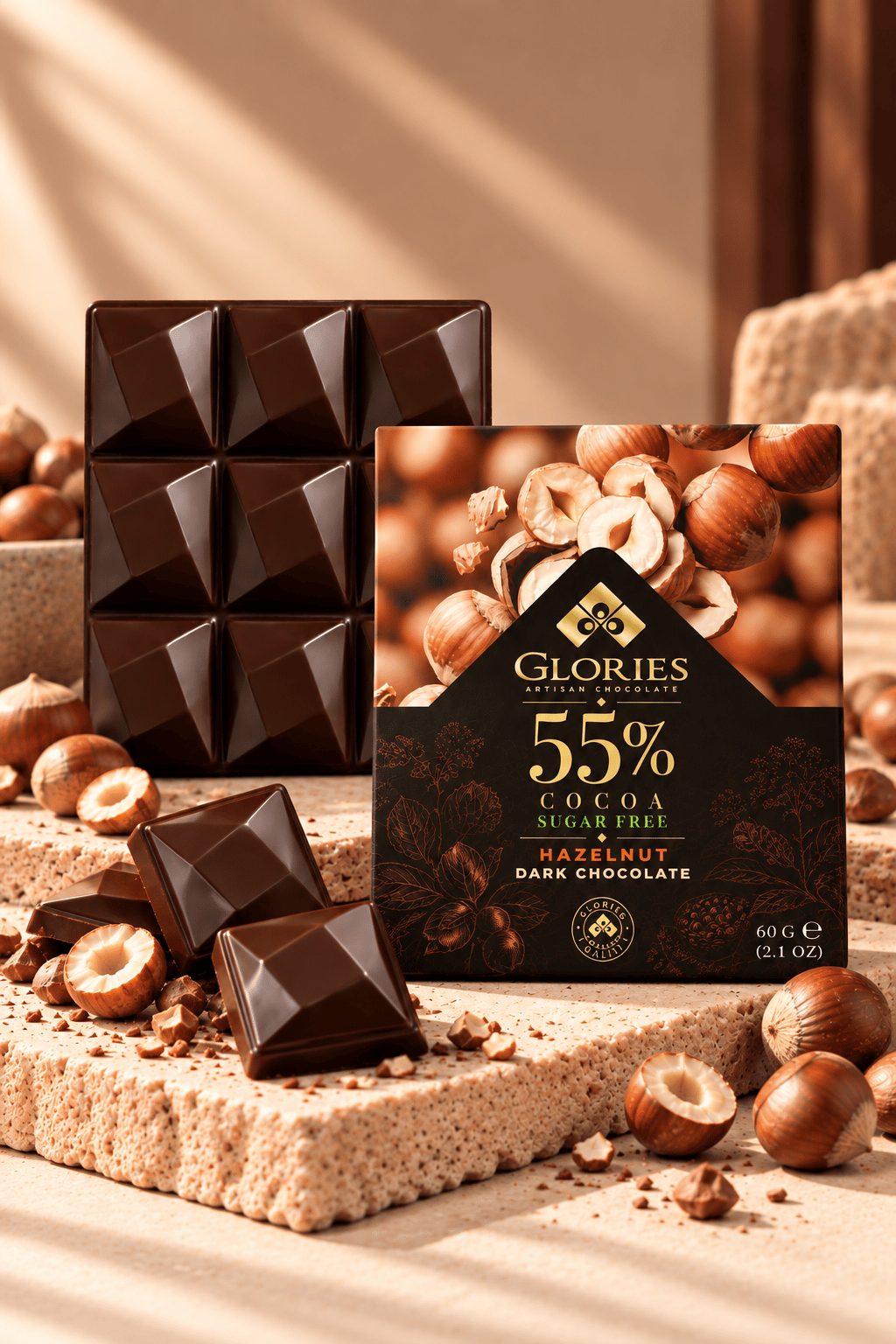 Fındıklı Şekersiz Bitter Çikolata 60 g