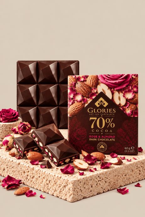Güllü & Bademli Bitter Çikolata 60 g