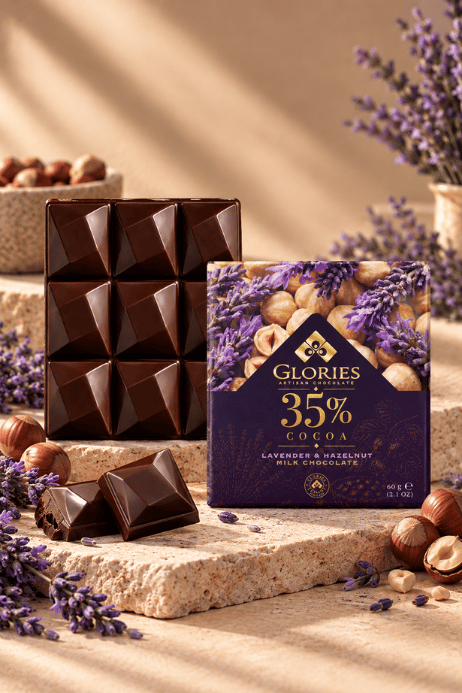 Lavantalı Aromalı ve Fındıklı Sütlü Çikolata 60 g