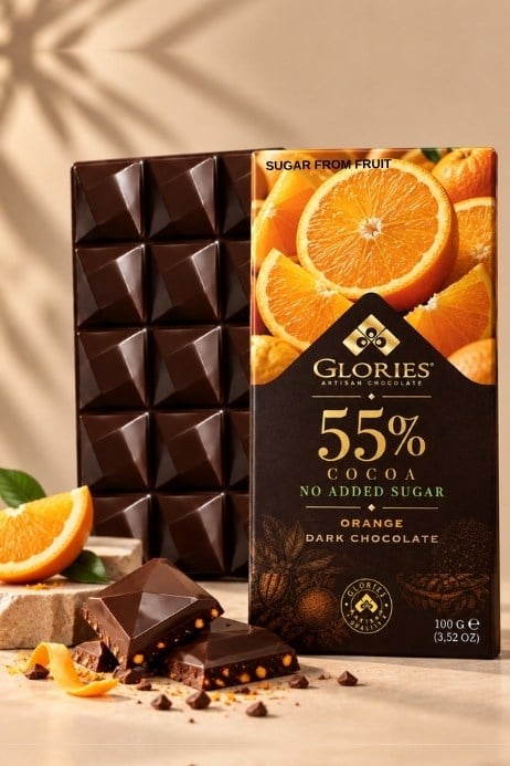 Portakallı Şeker İlavesiz Bitter Çikolata 100 g