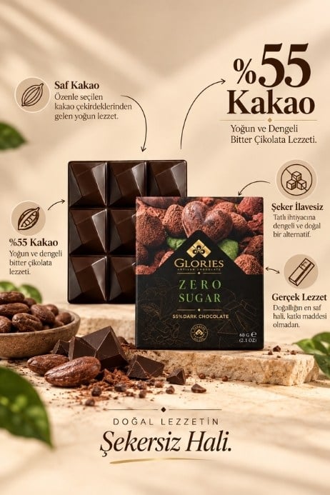 Şekersiz Bitter Çikolata 60 g