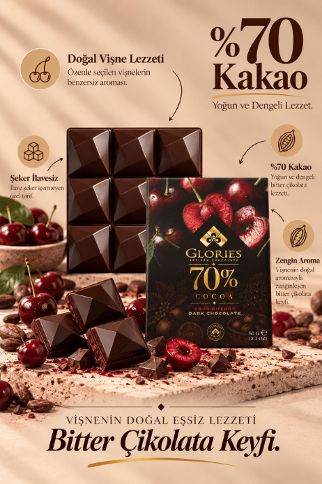 Vişneli %70 Bitter Çikolata  60 g