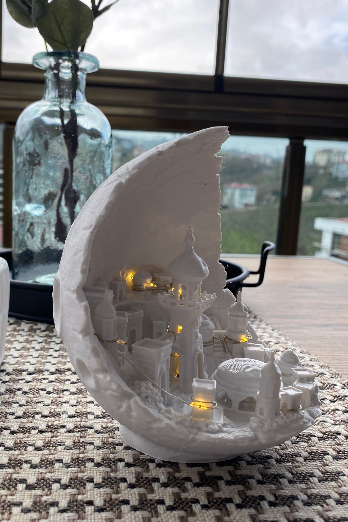 Ay Şehri Peri Ledli Dekoratif Obje Diorama Beyaz Ay Şehri Dekor