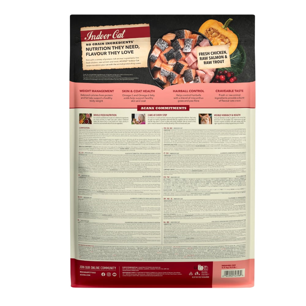 Acana Indoor Highest Protein Yüksek Proteinli Tavuk ve Balıklı Yetişkin Kedi Maması 4,5 kg