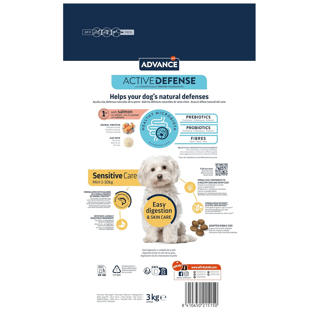 Advance Sensitive Mini Somonlu ve Pirinçli Hassas Küçük Irk Yetişkin Köpek Maması 3kg