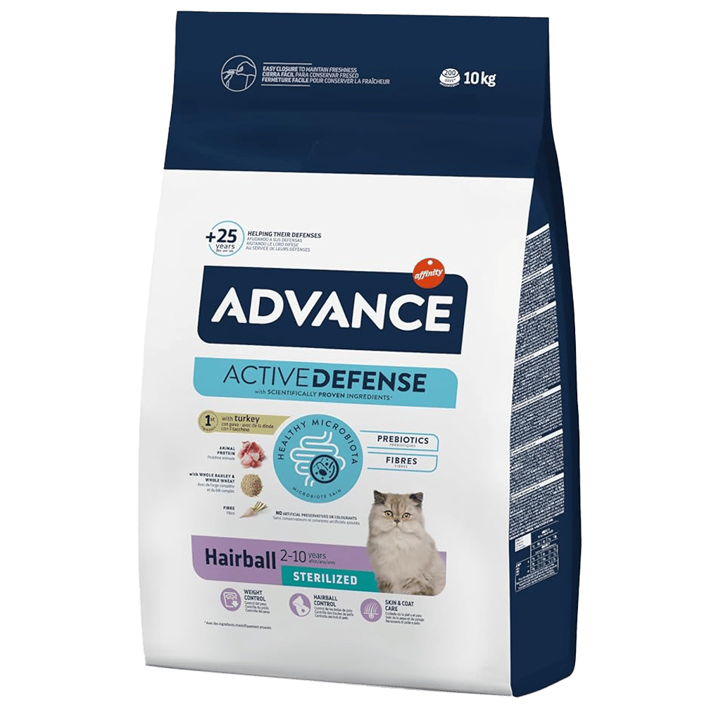AdvanceHairball Tüy Yumağı Önleyici Hindili Kısırlaştırılmış Yetişkin Kedi Maması 10kg
