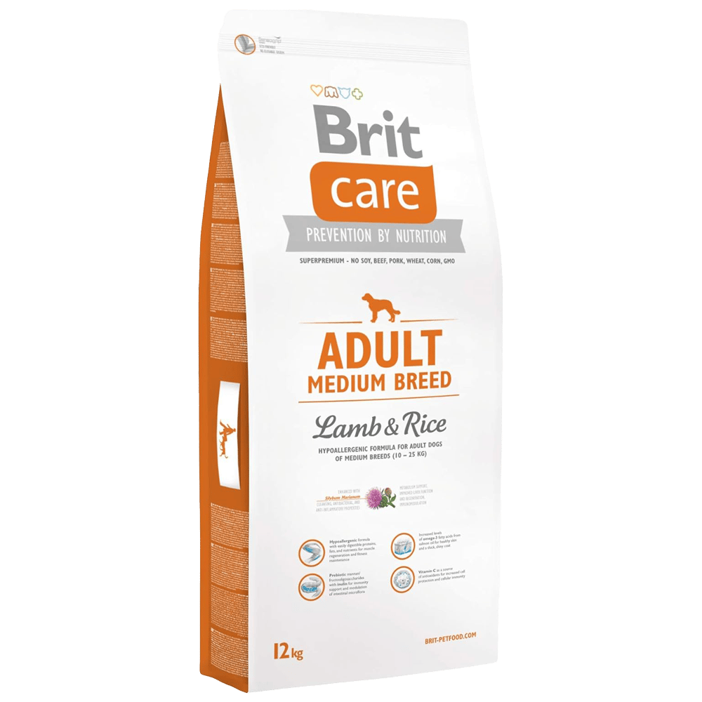 Brit Care Hipoalerjenik Kuzulu ve Pirinçli Orta Irk Yetişkin Köpek Maması 12kg