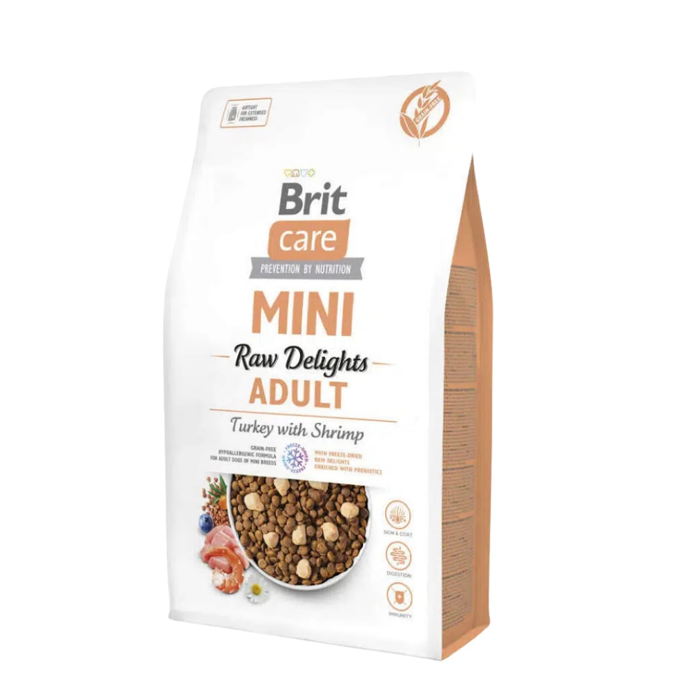 Brit Care Mini Raw Delights Karidesli ve Hindili Tahılsız Küçük Irk Yetişkin Köpek Maması 2 Kg
