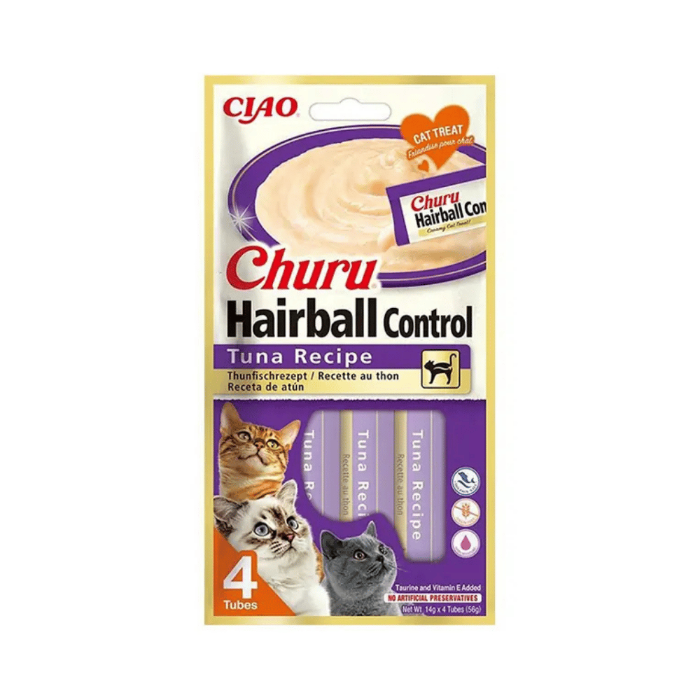 Ciao Churu Cream Hairball Tüy Yumağı Önleyici Ton Balıklı Sıvı Kedi Ödül Maması 4x14gr