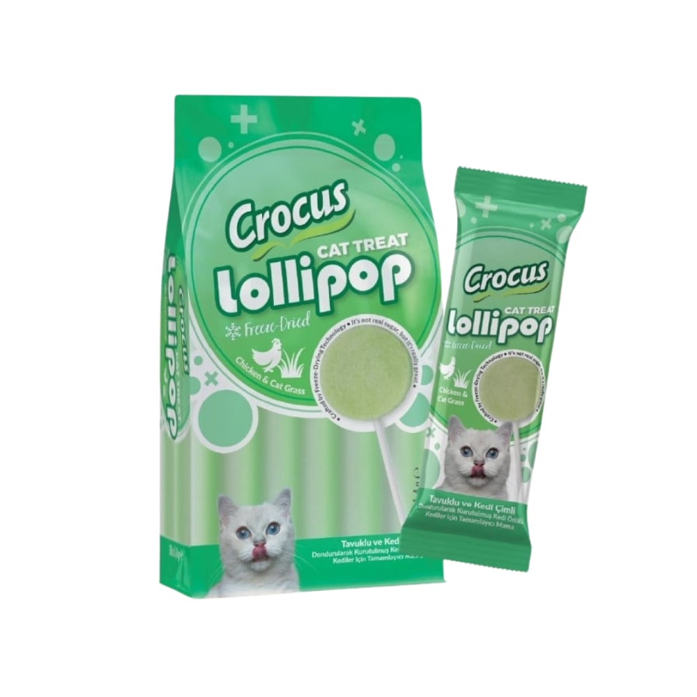 Crocus Tavuklu Ve Kedi Çimli Kedi Lolipop Ödülü 10x1.4 Gr