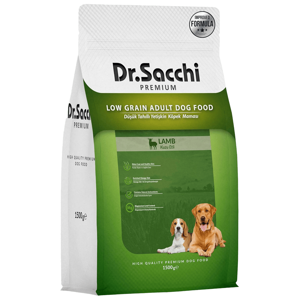 Dr.Sacchi Premium Kuzu Etli Düşük Tahıllı Yetişkin Köpek Maması 1,5kg