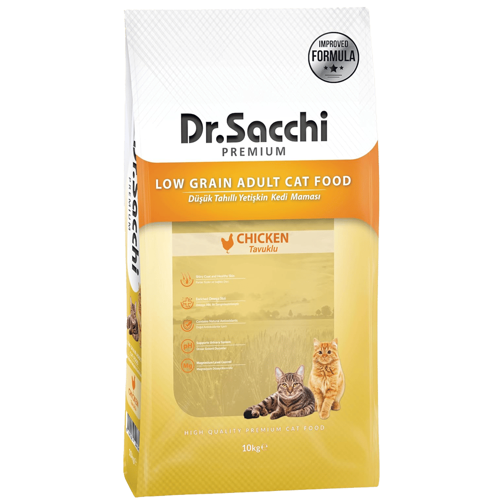 Dr.Sacchi Premium Düşük Tahıllı Tavuklu Yetişkin Kedi Maması 10kg