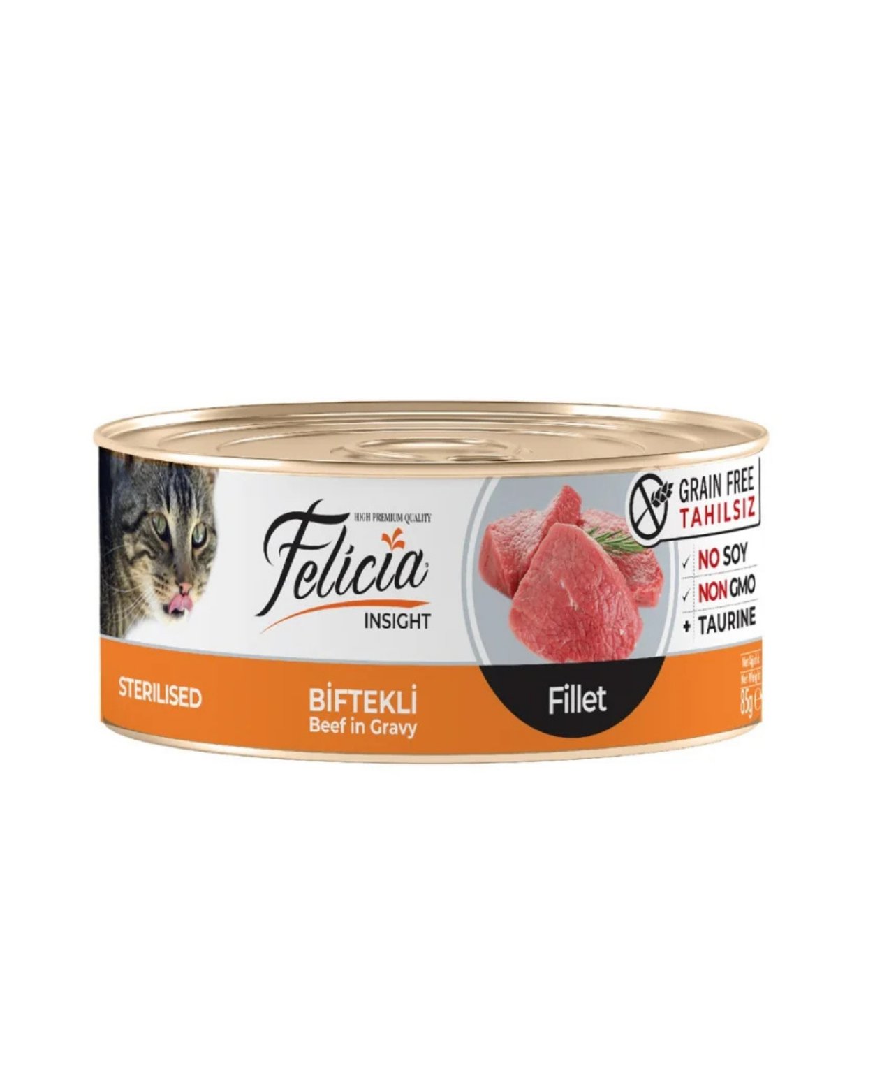 Felicia Tahılsız 85 gr Konserve Sterilised Biftekli Fileto Yaş Kedi Maması