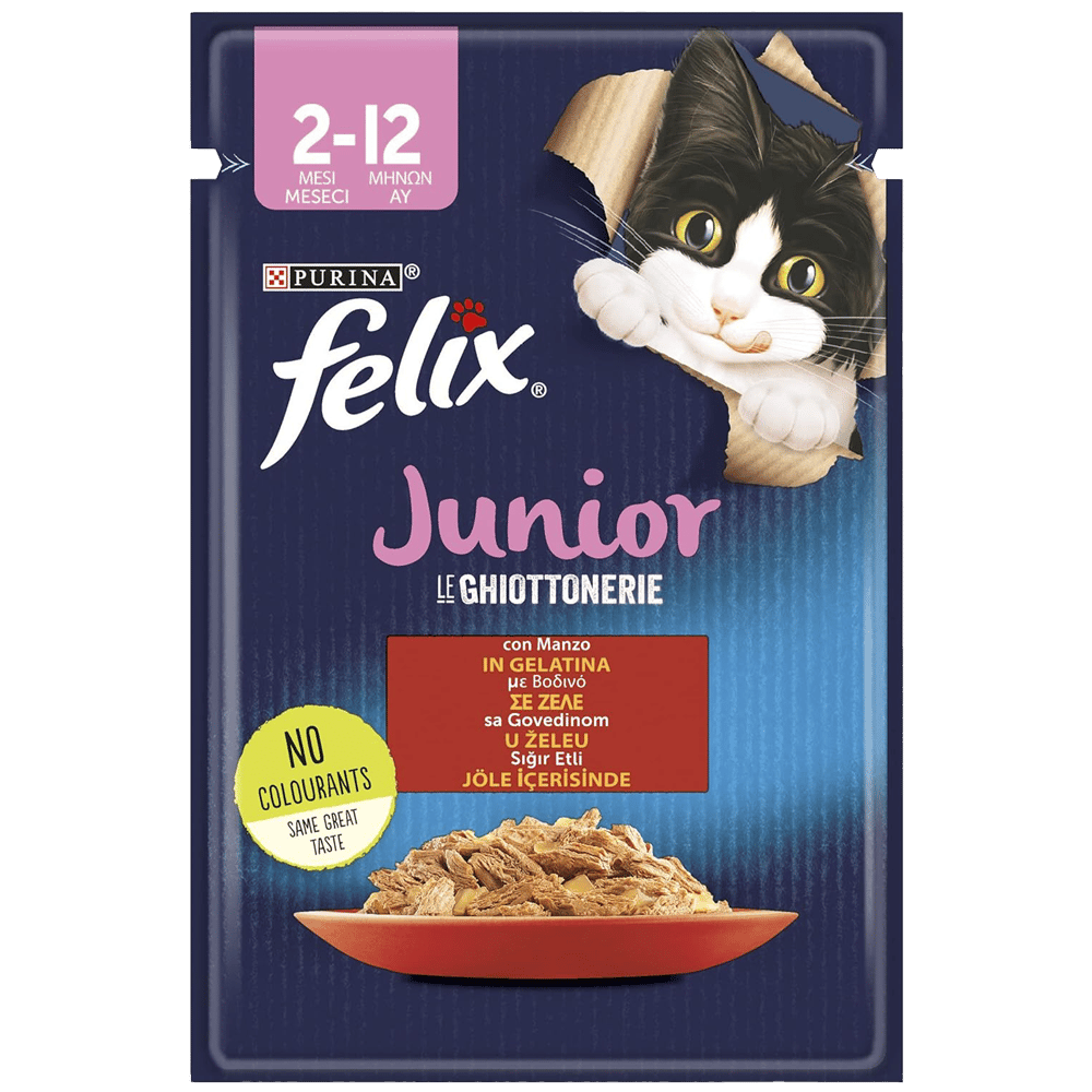 Felix Pouch Jöle İçinde Sığır Etli Yavru Kedi Konservesi 85gr