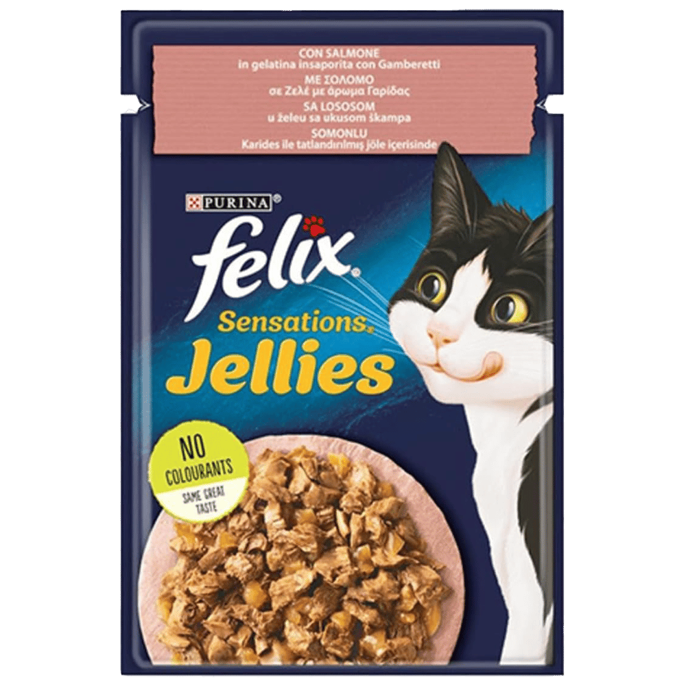 Felix Pouch Jöle İçinde Somonlu ve Karidesli Yetişkin Kedi Konservesi 85gr