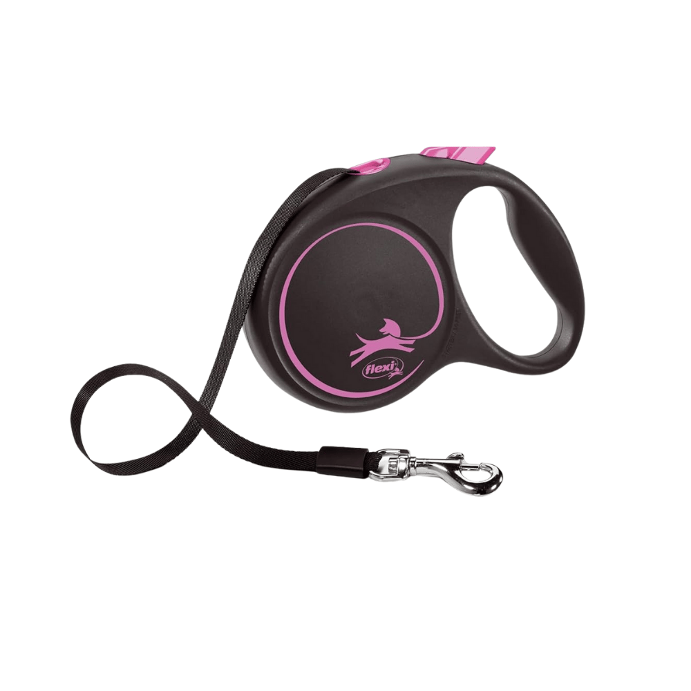 Flexi Black Design Şerit Otomatik Köpek Gezdirme Tasması 5mt Large-Pembe