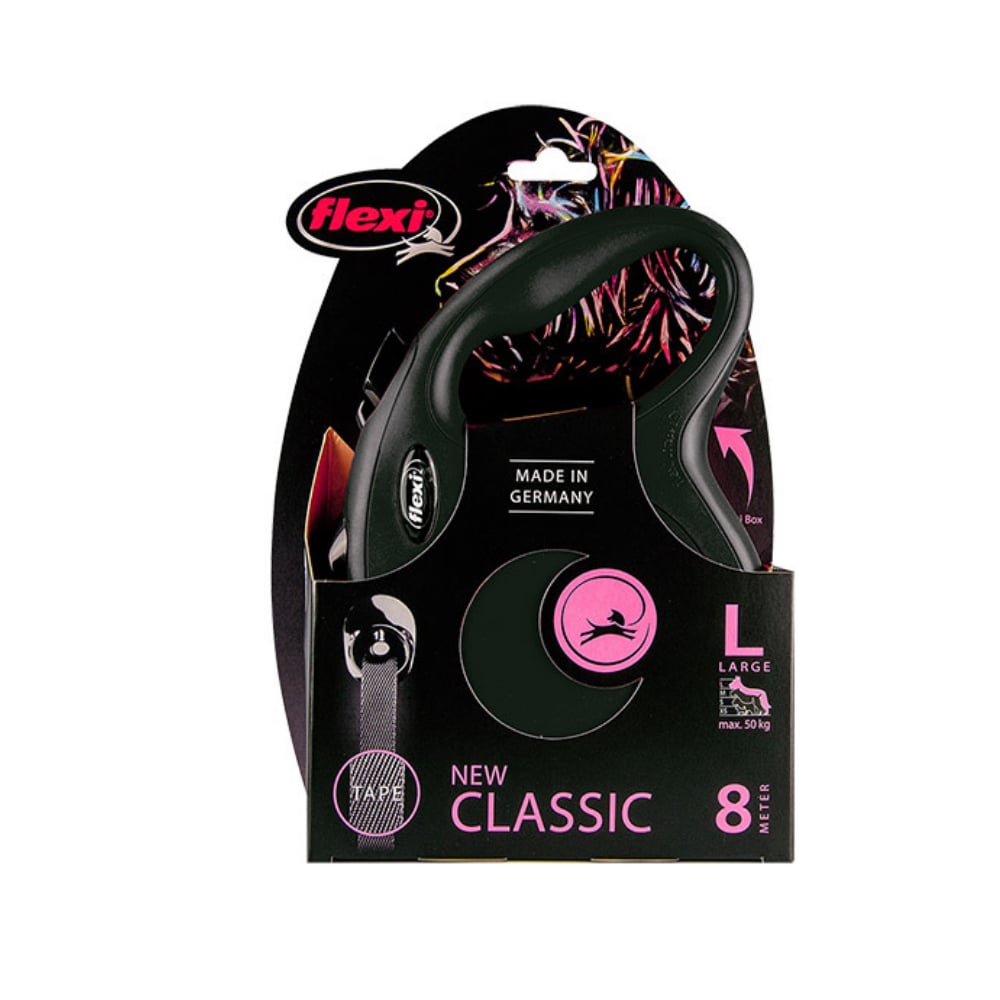 Flexi New Classic 8 M Şerit Tipi Tasma Large Siyah