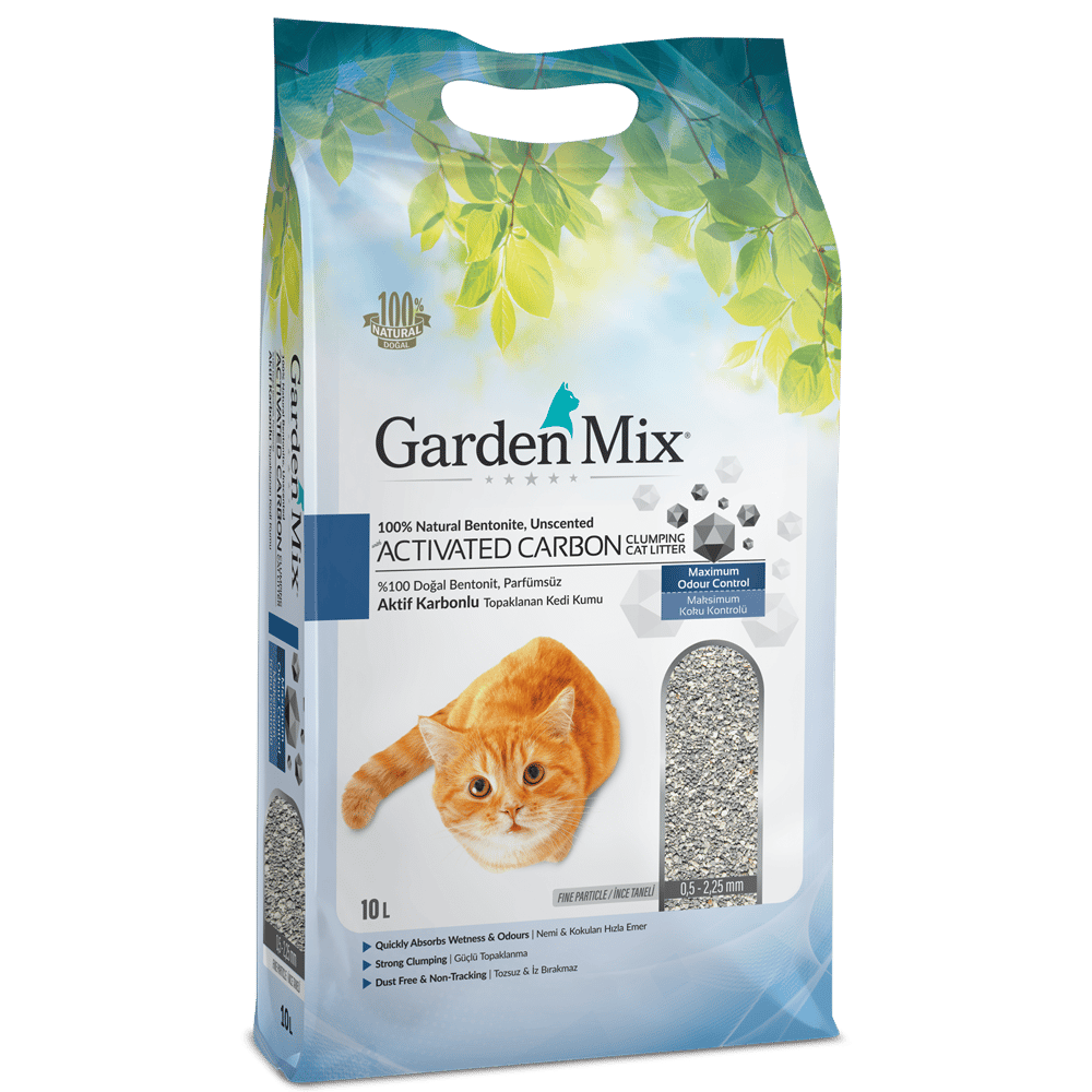 Garden Mix Activated Carbon Parfümsüz Topaklanan Doğal Kedi Kumu 10lt