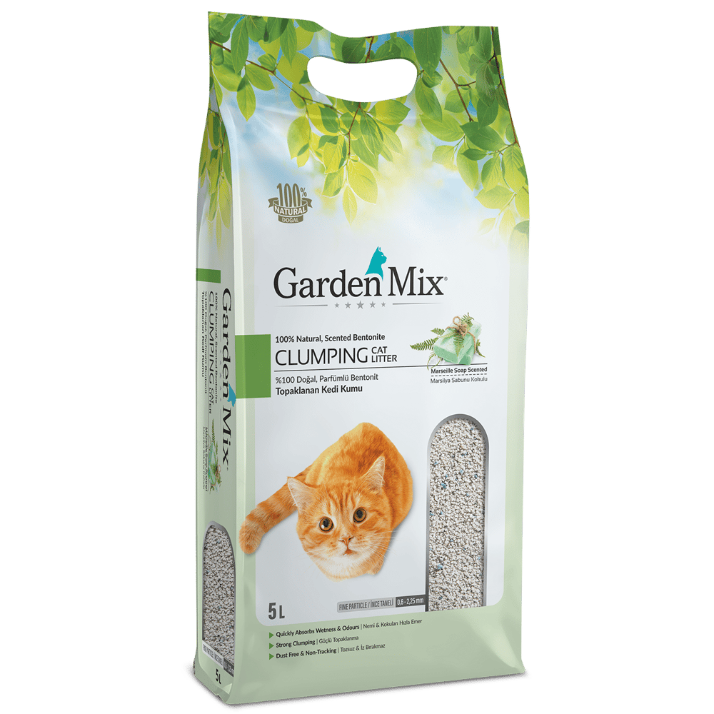 Garden Mix İnce Taneli Topaklaşan Marsilya Sabunlu Doğal Kedi Kumu 5lt