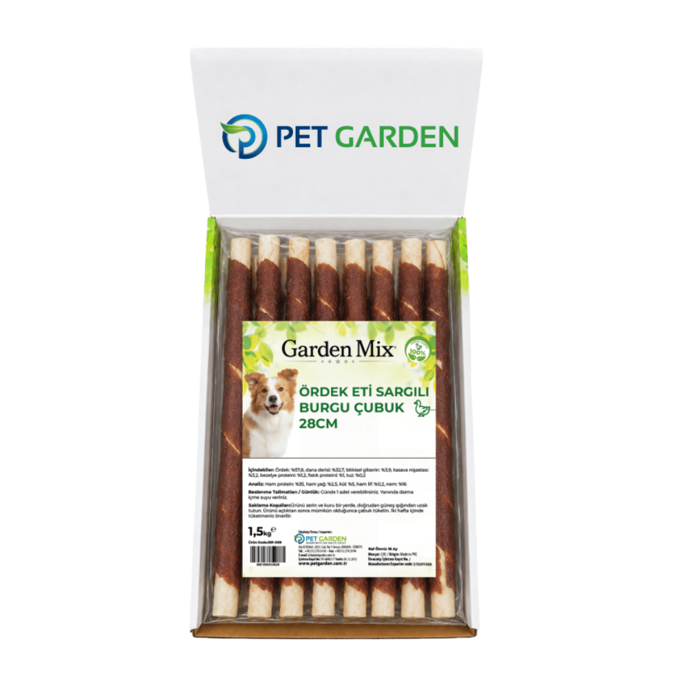 Garden Mix Ördek Eti Sargılı Burgu Çubuk Köpek Ödülü 28cm - 1.5 Kg