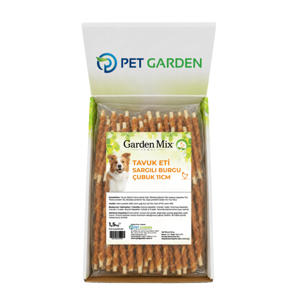 Garden Mix Tavuk Eti Sargılı Burgu Çubuk Köpek Ödülü 11 Cm- 1.5 Kg
