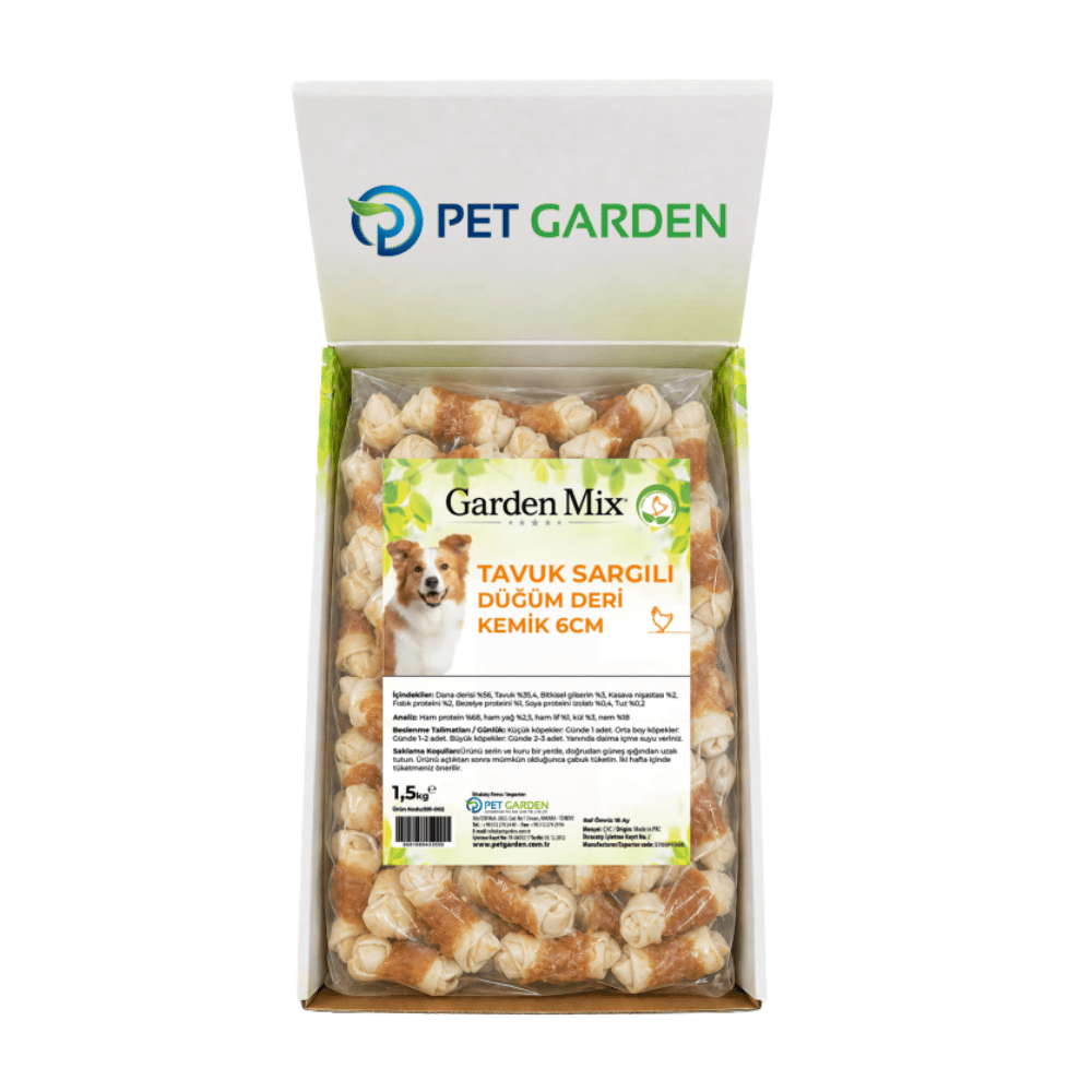 Garden Mix Tavuk Sargılı Düğüm Deri Kemik Köpek Ödülü 6cm - 1.5kg