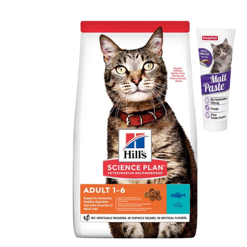 Hill's Science Plan Optimal Care Ton Balıklı Yetişkin Kedi Maması 1,5 kg + Beaphar Malt Tüy Yumağı Önleyici Kedi Macunu 100 gr