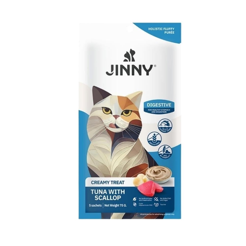 Jinny Cremmy Treat Ton Balıklı ve Deniz Taraklı Kedi Ödülü 5x15 Gr