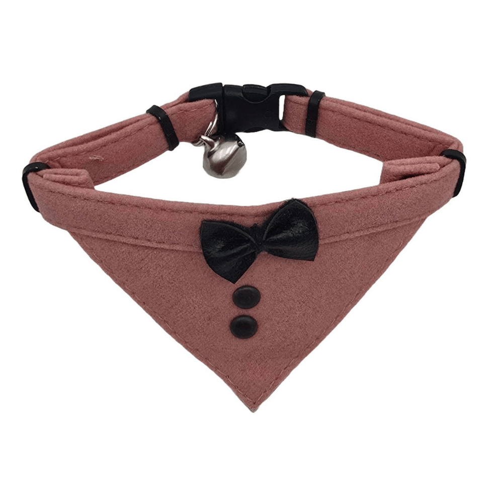 Jooys Kadife Zilli Fularlı Kedi Boyun Tasması Pudra