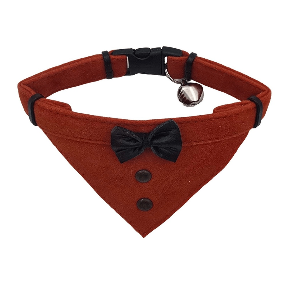 Jooys Kadife Zilli Fularlı Kedi Boyun Tasması Turuncu