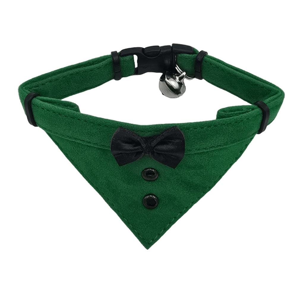 Jooys Kadife Zilli Fularlı Kedi Boyun Tasması Yeşil