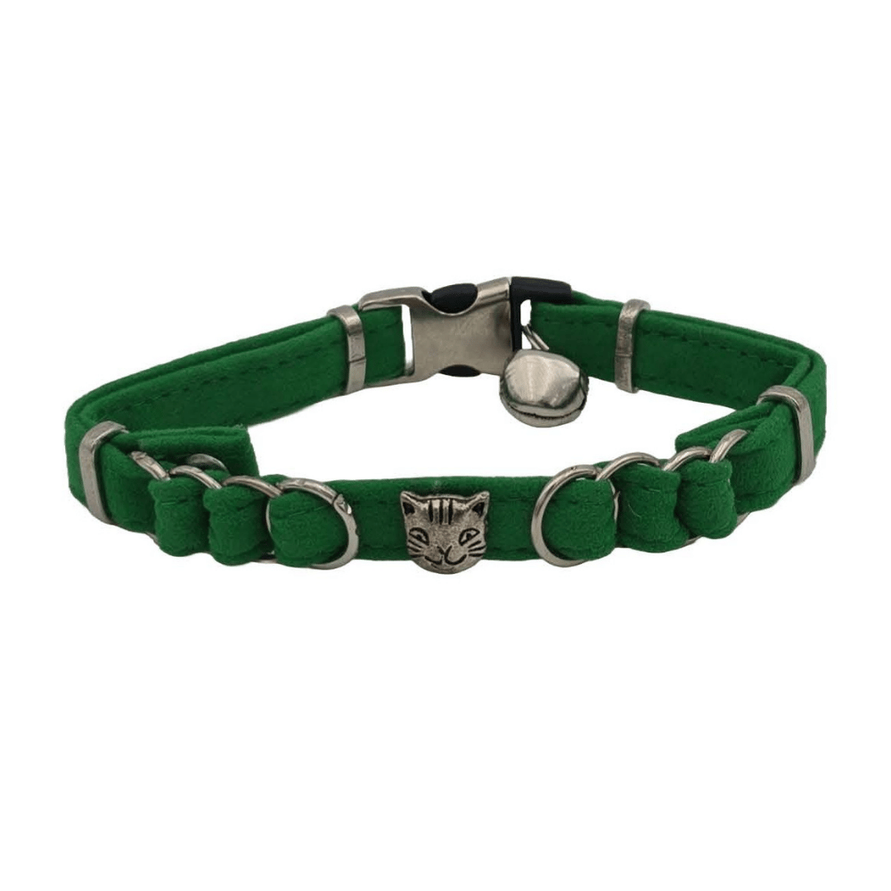 Jooys Kadife Zilli Halkalı Kedi Boyun Tasması Yeşil