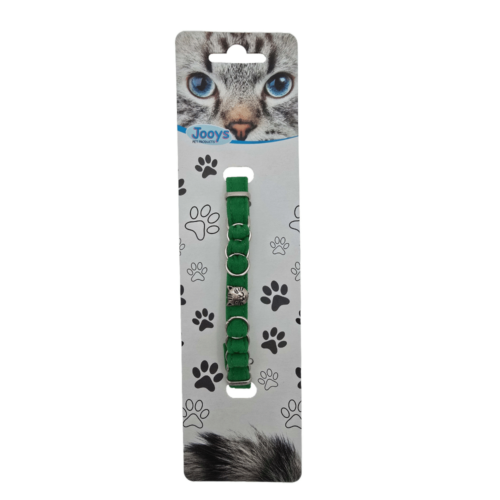 Jooys Kadife Zilli Halkalı Kedi Boyun Tasması Yeşil