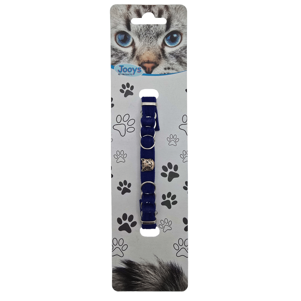 Jooys Kadife Zilli Halkalı Kedi Boyun Tasması Lacivert